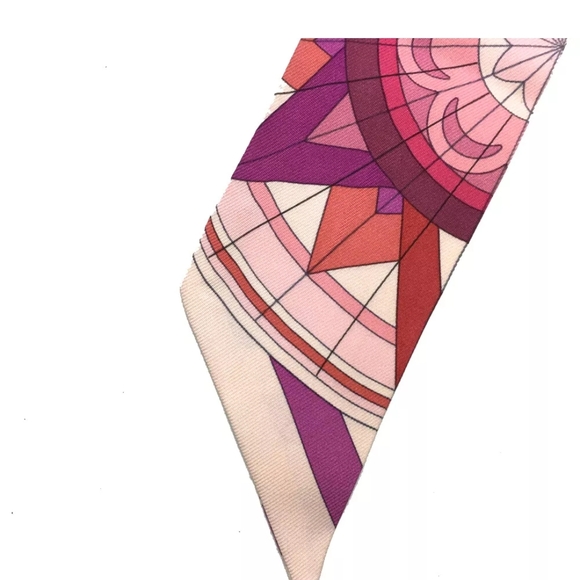 HERMES ROSE DE COMPAS Twilly Silk 100% Scarf - Picture 3 of 8